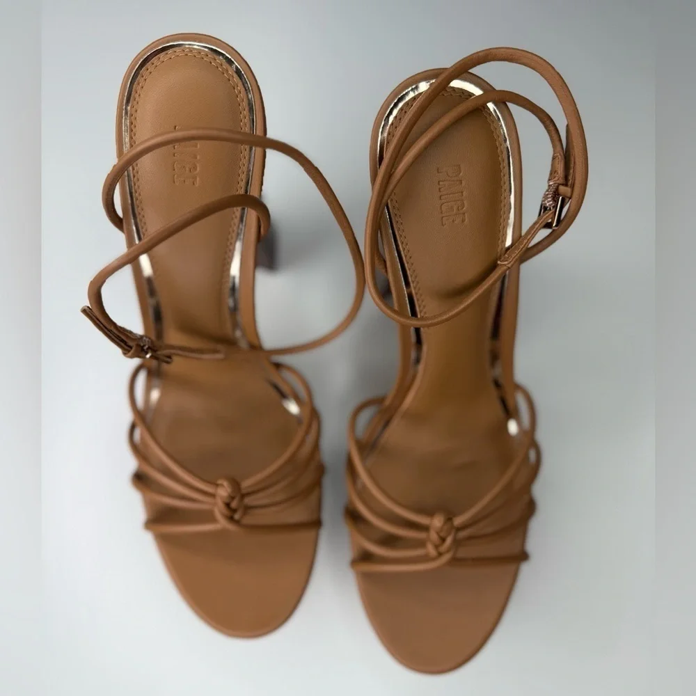 Paige Hailey Platform Sandal in Cognac Leather Size 10 NWT Strappy Euro Summer
